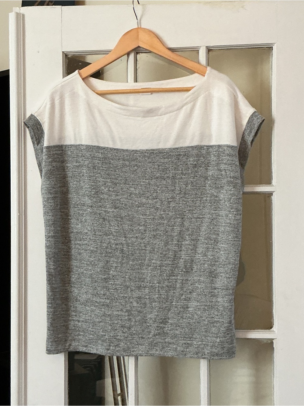 GAP Two-Tone softspun dolman Sleeve Tee in White and Light Gray